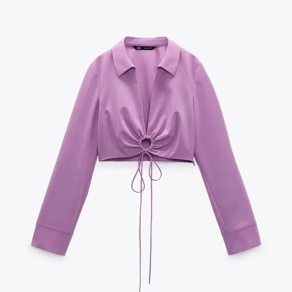 Zara Purple O Ring Crop Top - Picture 1 of 9